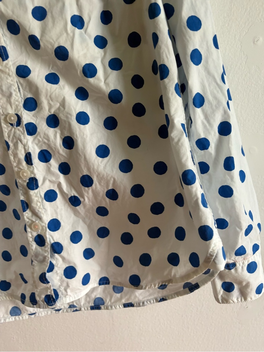 Boden Sz 6 Petite Sienna Cotton White Blue Polk Dots Button Front Shirt - Picture 5 of 9